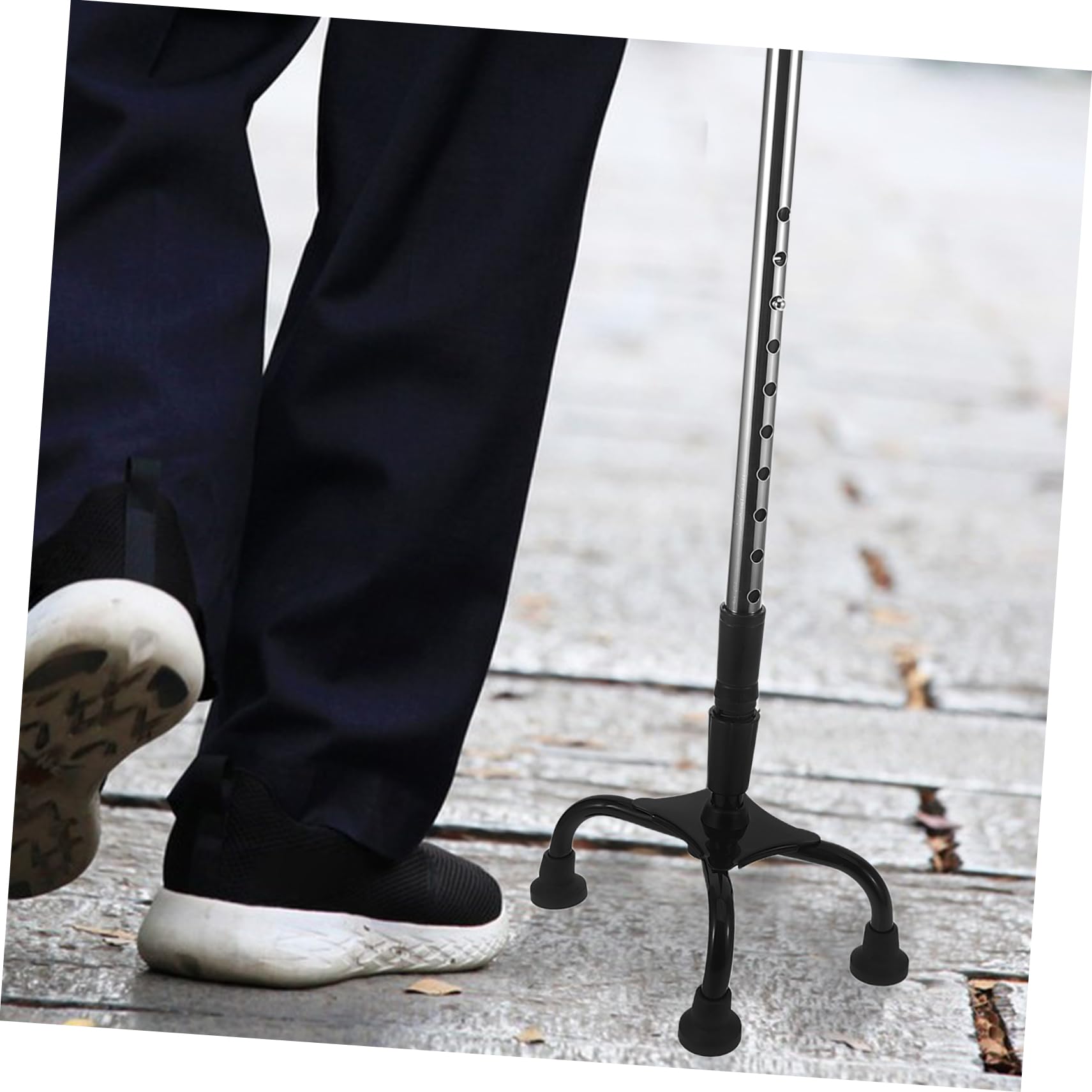 BESTYASH Bastón Ajustable De Acero Inoxidable para Personas Mayores Bastón Plegable De Cuatro Patas Mango Antideslizante Portátil para Uso Exteriores Hogar y Viajes