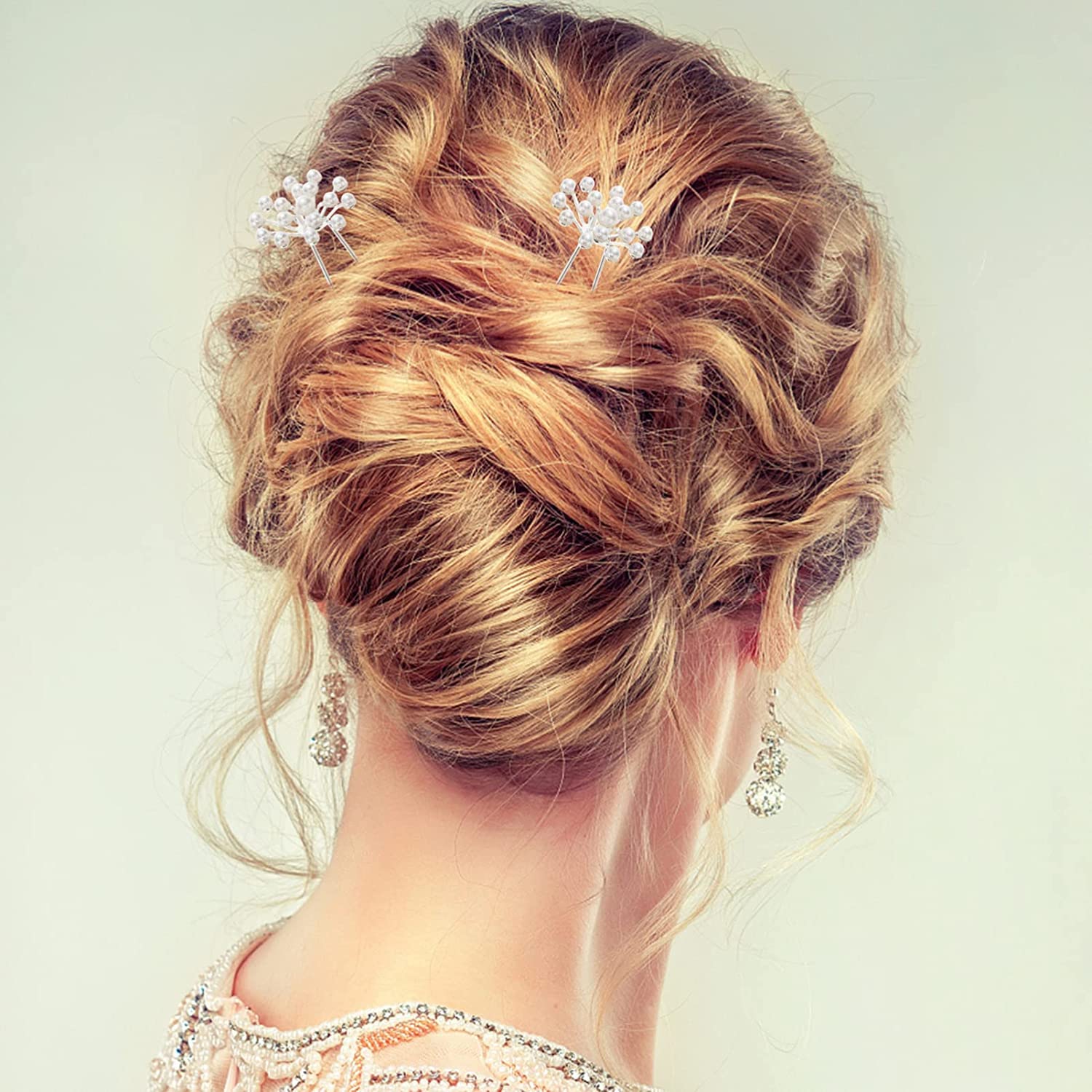 Forcine for capelli ， Fermagli for capelli for donna ， 40 pezzi Copricapo Spose Elegante Forcella Capelli Spilla da sposa Accessorio Ragazze Perle Chic Updo Chignon Gypsophila Damigelle d'onore Fiore