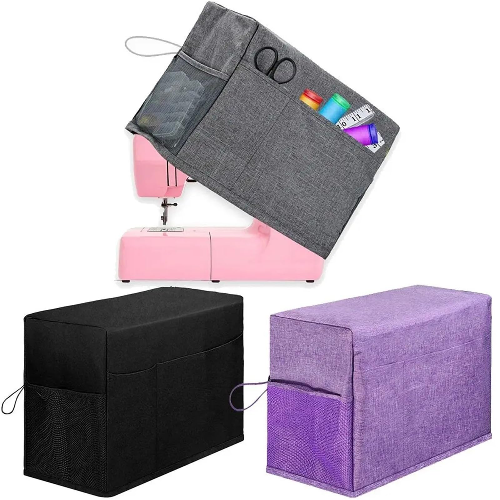 Sewing Machine Bag Waterproof Sewing Machine Cover with Pockets Scratch-Proof Cover for Most Sewing Machines(Purple)