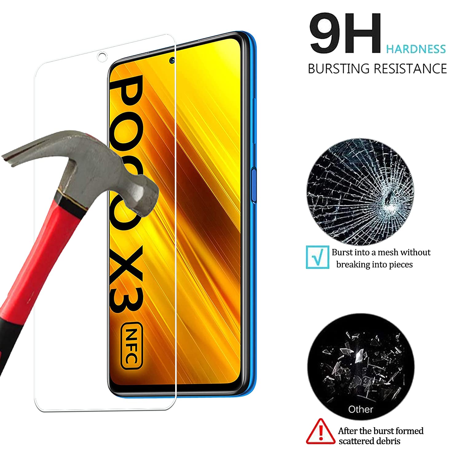 Oelrstfe Panzer Schutzglas Für Xiaomi Poco X3/X3 NFC/X3 Pro – 9H Härte, Ultra HD, Blasenfrei & Anti-Fingerabdruck