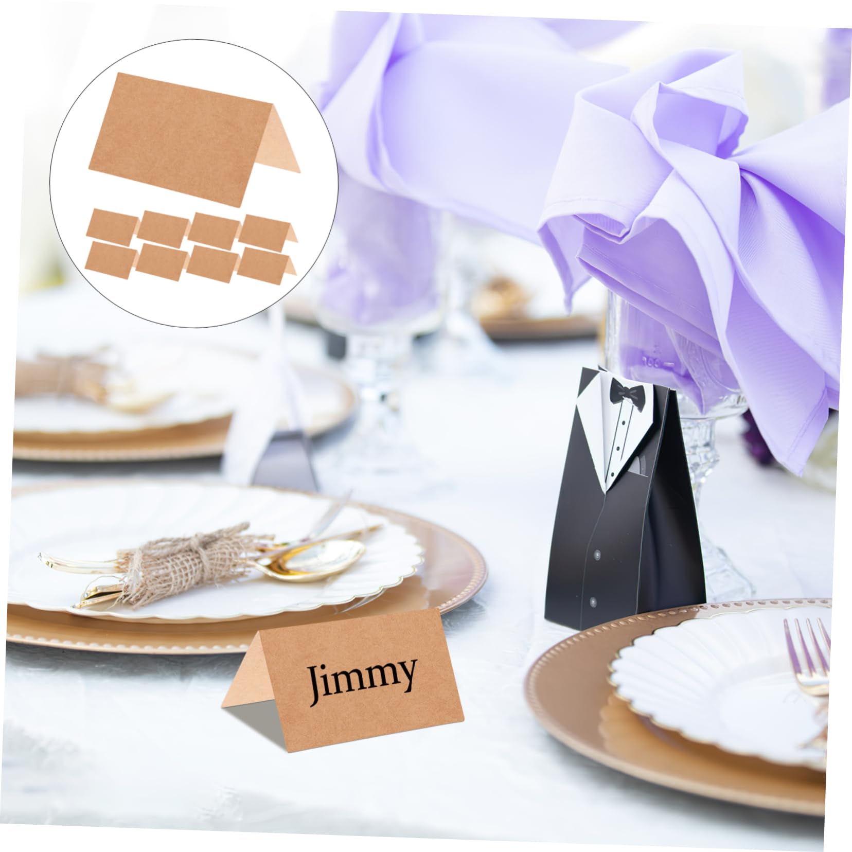 DECHOUS 5 Sätze Namenssitzkarte Visitenkarten Platzkarte Hochzeitsdeko Tischnummernhalter Für Die Hochzeit Kartenhalter Tisch Partei Reservierte Karten Leere Karten Papier 50 Stück * 5
