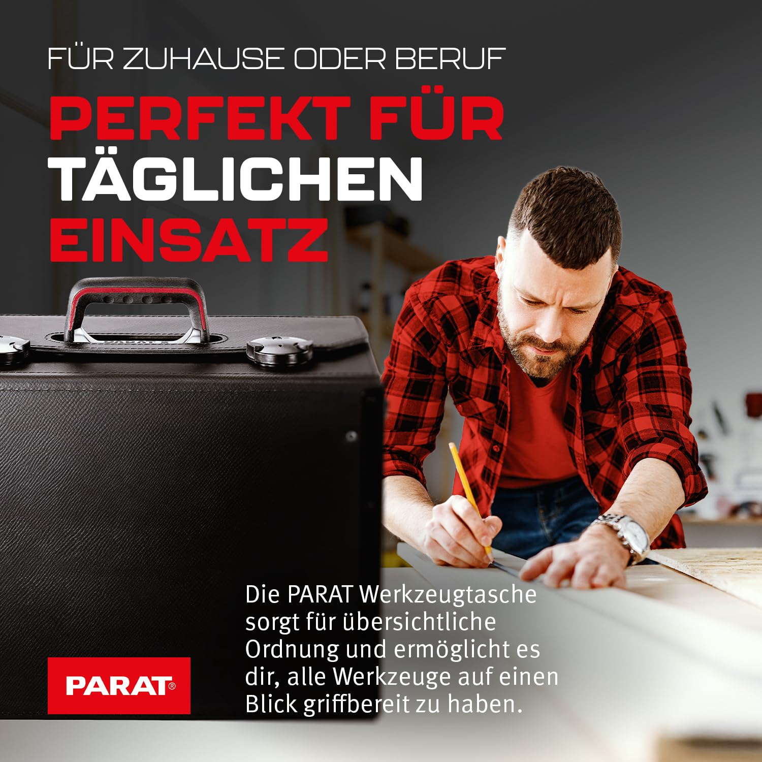 PARAT TOP-LINE KingSize CP-7 leere Werkzeugtasche 30 L | Große Ledertasche mit 4 CP-7 Haltern für bis zu 73 Werkzeuge | Profi Werkzeugtasche aus Leder & Con-Pearl® | Viel Stauraum