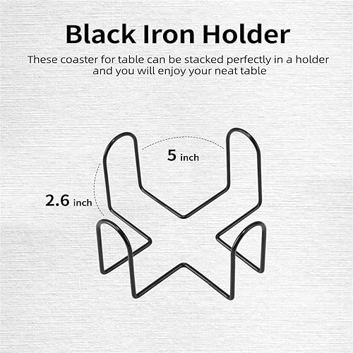 Vista 4 de Juego de 6 posavasos para bebidas con soporte, estilo mármol, posavasos de cerámica para bebidas, portavasos redondos absorbentes con base de corcho