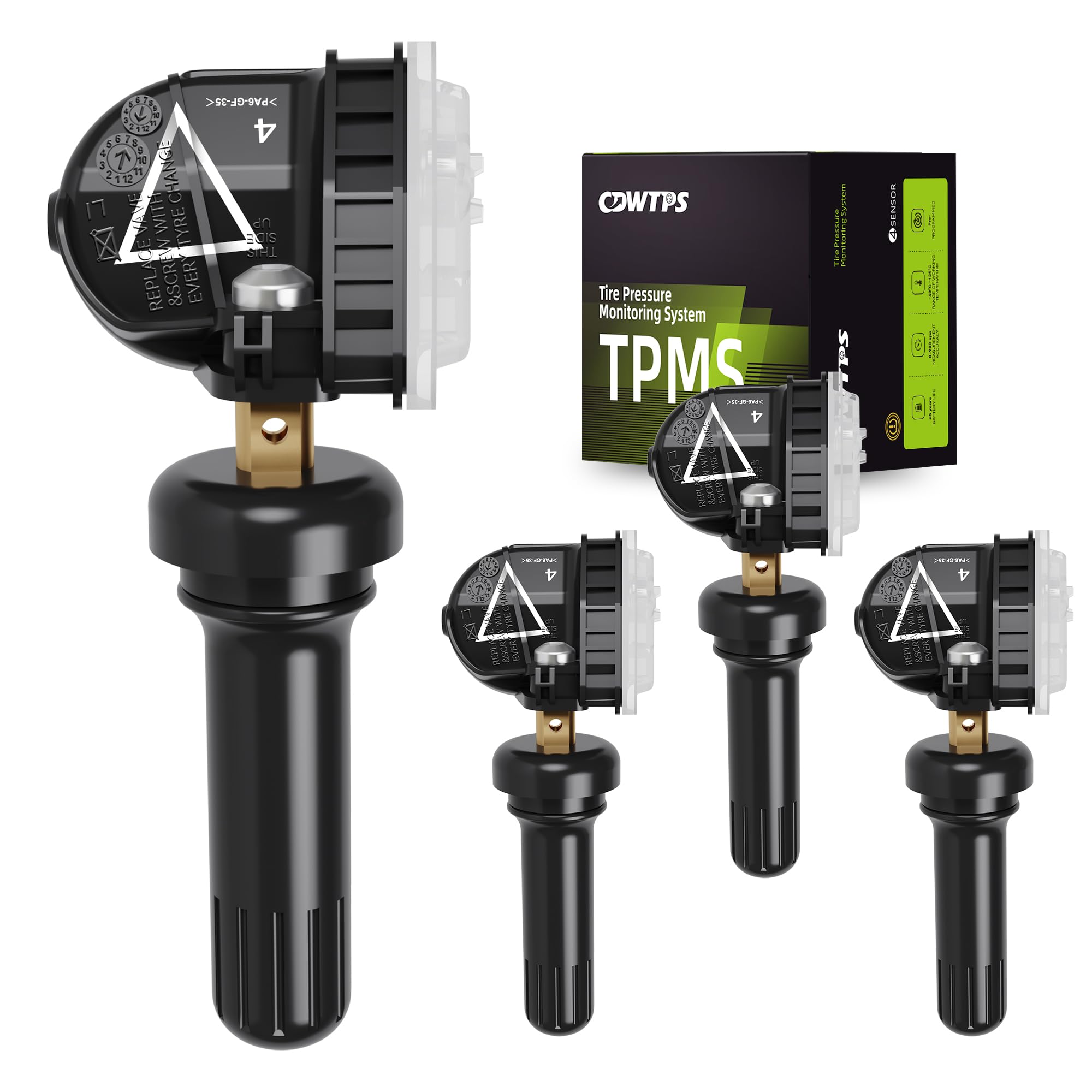 CDWTPS TPMS Sensor for GMC Chevrolet 4 Pack, Tire Pressure Monitor System for Buick GMC Chevrolet Chevy Cadillac 433MHZ Replaces#13589601.13598773.13506028.13594222.550254709902.13512347.13516165