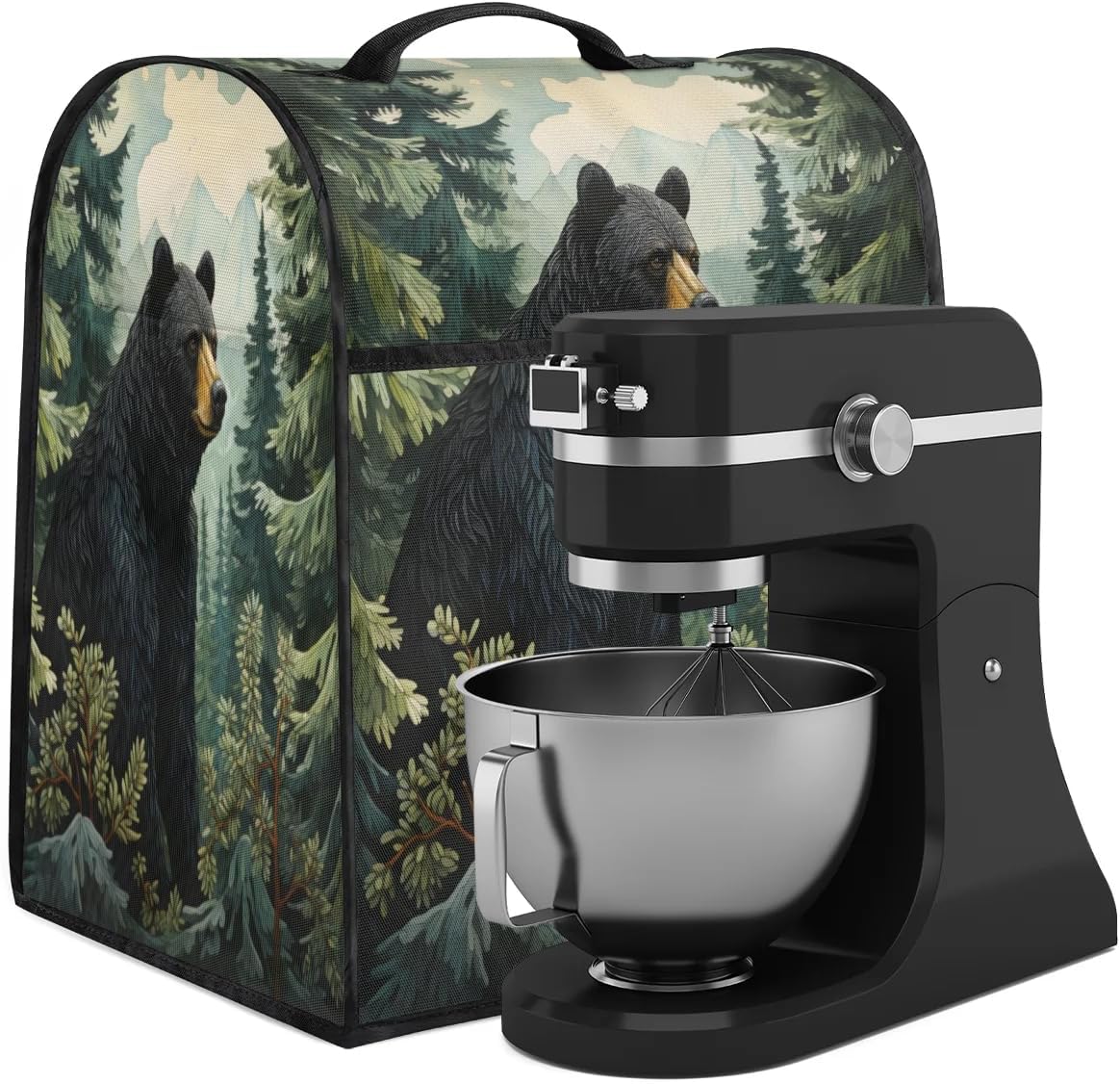 Kitchen Appliance Cover Fits 6-8 Quarts Mixer & Coffee Maker, Bear Dust Cover with Pockets