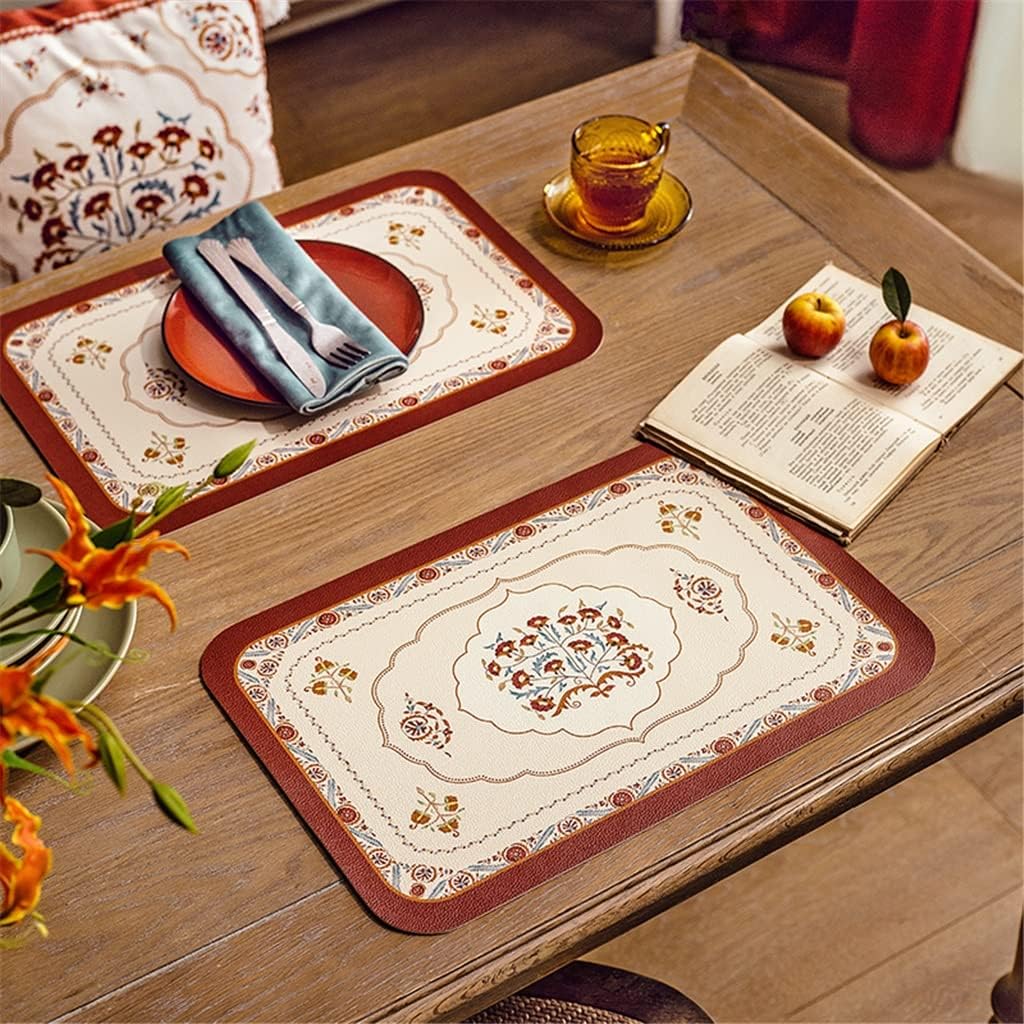 2 Pcs Leather Kitchen Table Mats for Dining Kitchen Accessories Dining Table Decor