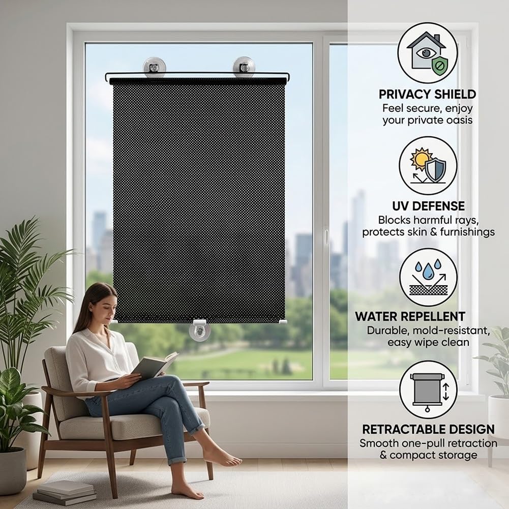Termiczne zaciemnienie Bli 68 x 120 i 80 x 200 cm, bez wiercenia, okna z przyssawkami do samochodu, do okien dachowych, srebrne rolki chroniące przed słońcem