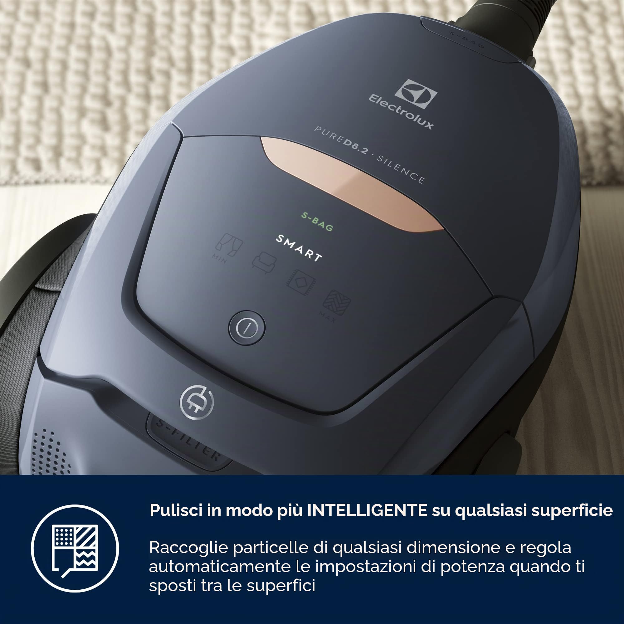 ELECTROLUX PureD8 13783211, Pure D8 PD82-8DB-Aspirapolvere a Slitta con Sacco Ultra Silenzioso, regolatore Automatico di Potenza SmartMode e Tecnologia PureSound-Colore: Blu