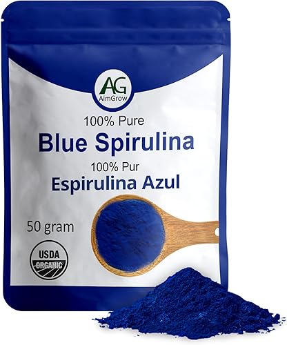 Espirulina azul, polvo de espirulina azul rica en antioxidantes, sin OMG y sin gluten, 1.76 oz