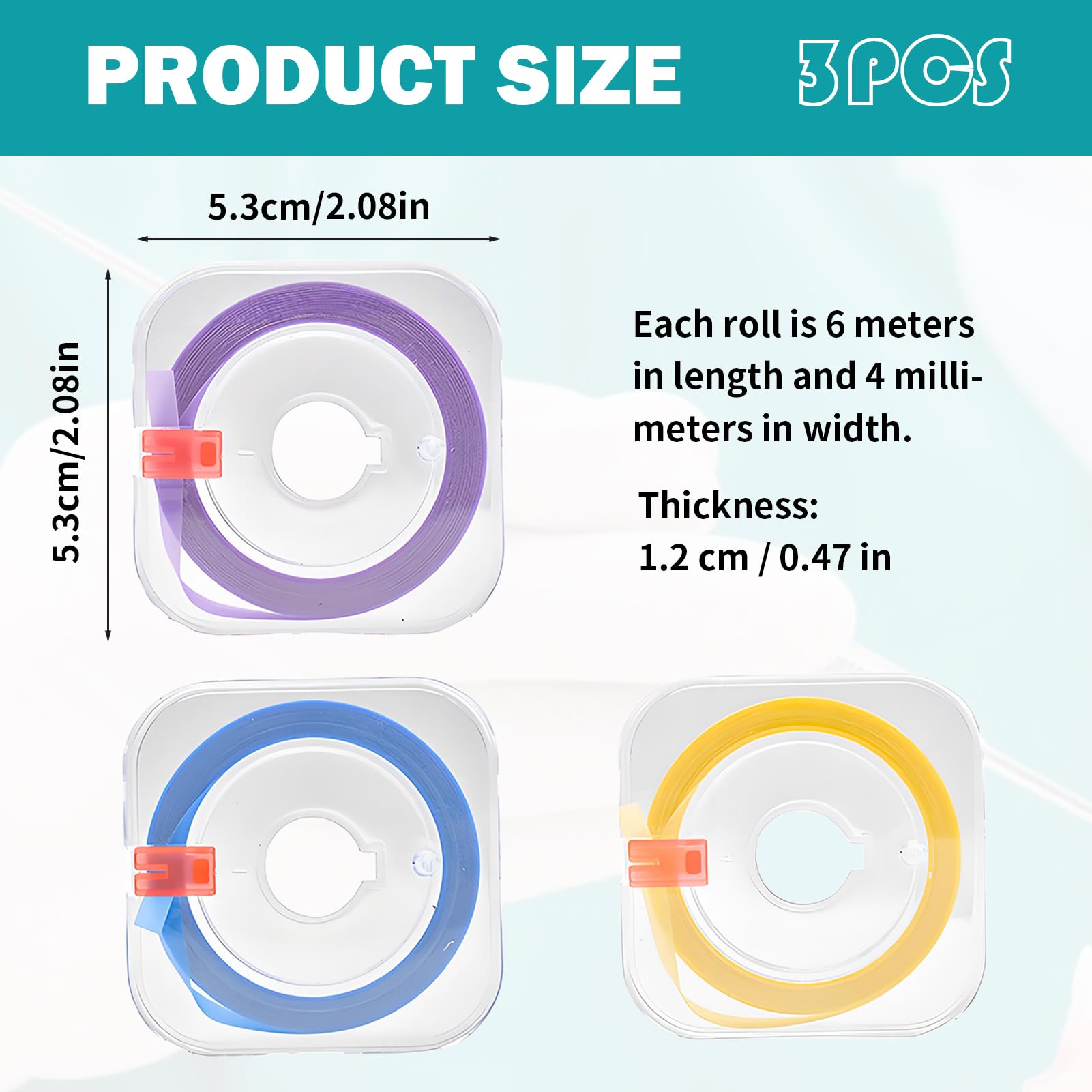 Papel de lija dental 4 mm x 6 m para espacios interdentales, tiras de pulido, 3 rollos