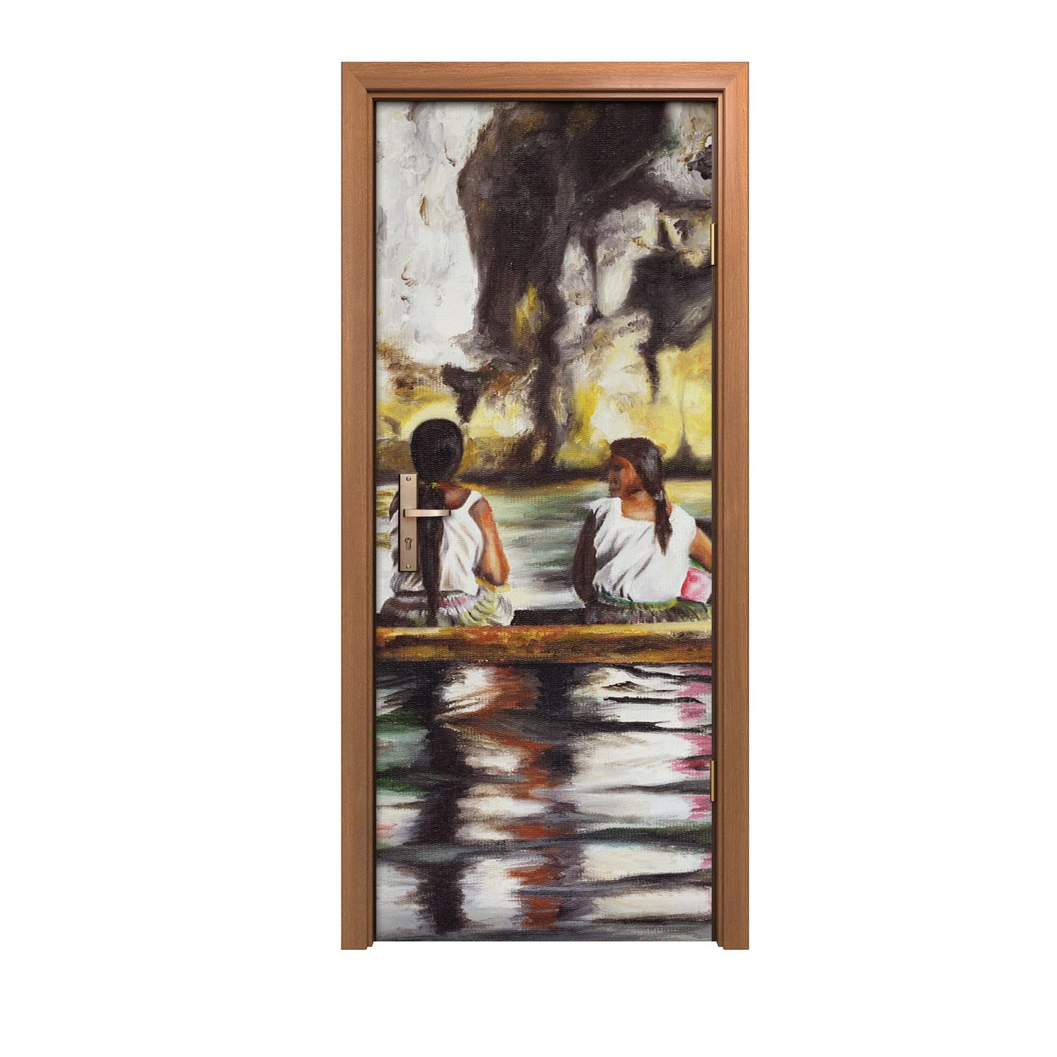 Autocollant de porte femme eau pour créer une ambiance zen dans votre salle de bain