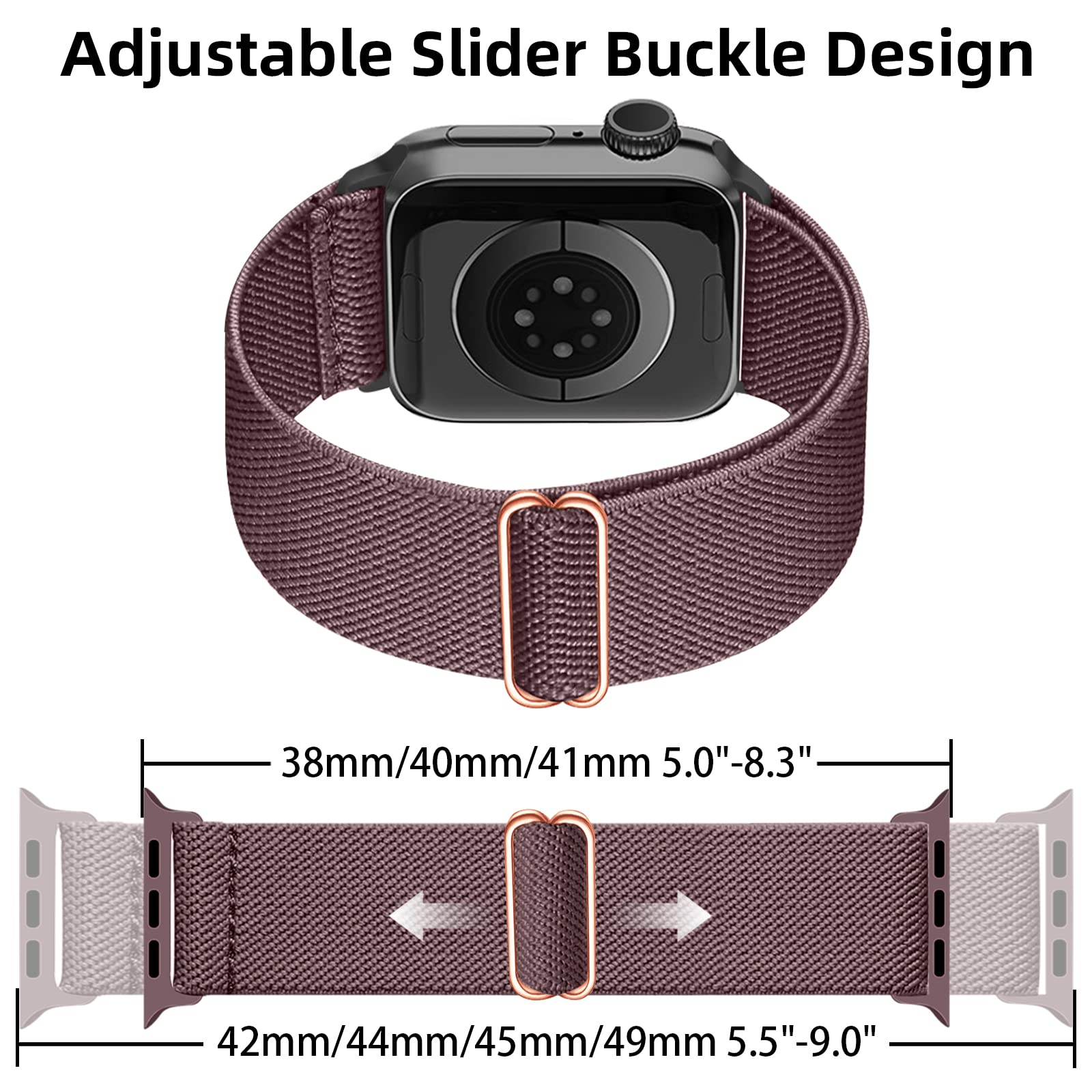 chinbersky 8 Pezzi Cinturino Compatibile con Cinturino Apple Watch 40mm 38mm 41mm, Regolabile Sportiva Nylon Elastico Cinturino per iWatch Serier 10 9 8 7 6 SE 5 4 3 2 1