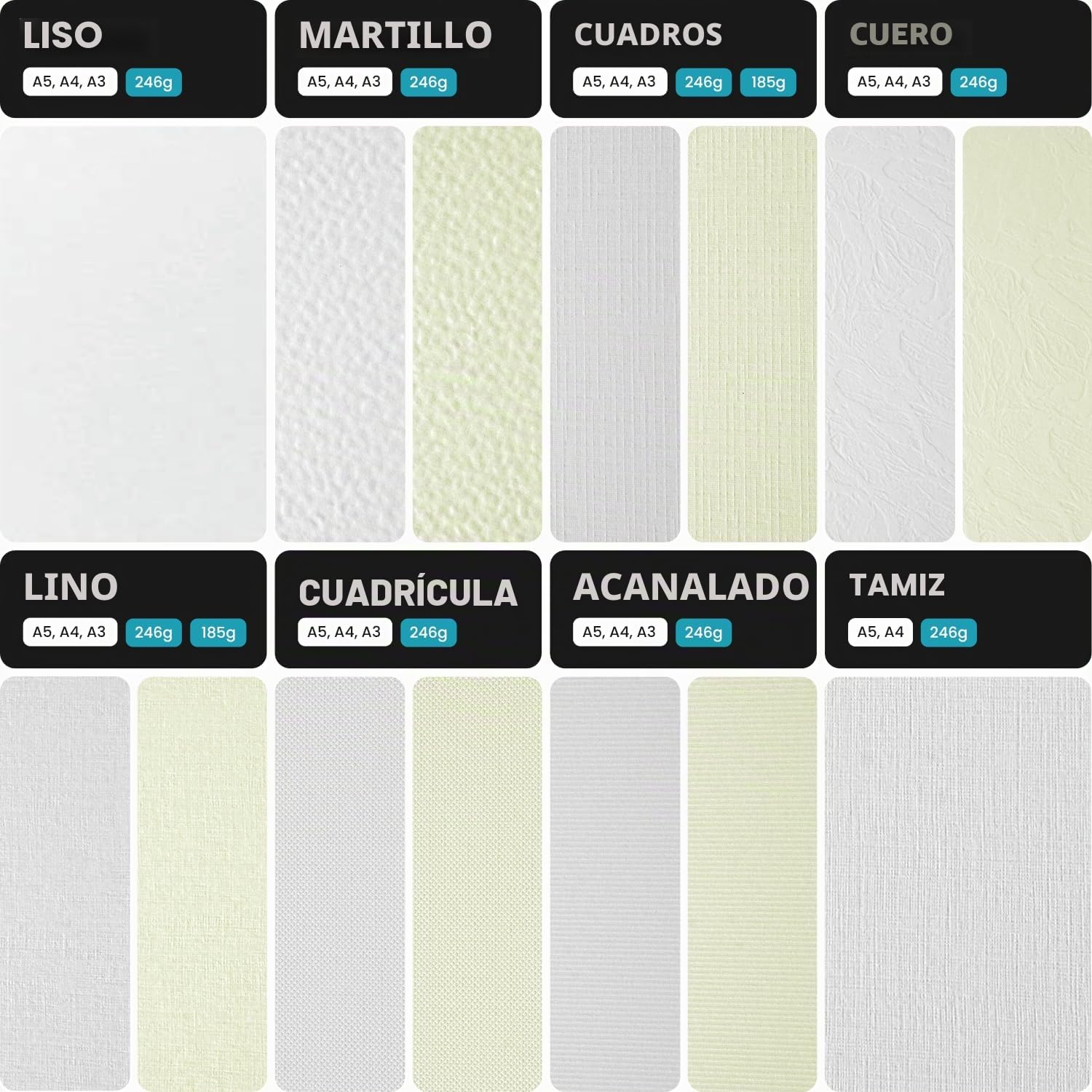 Netuno 100 hojas de cartón texturizado blanco con relieve en martillado A4 210 x 297 mm 246 g Elfenbens Ultrawhite cartulina bilateral para impresoras tarjeta diplomas invitaciones certificados menú