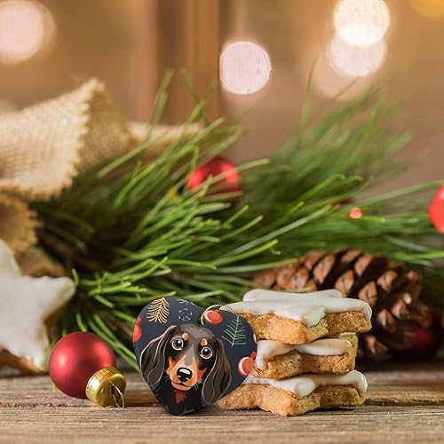 Miniatura 3 de Adornos de cerámica de perro de Navidad de dos lados impresos adornos de Navidad perro salchicha perro Navidad árbol de Navidad decoraciones regalo