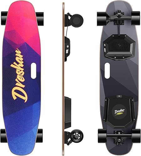 Patinetas eléctricas, longboard con control remoto inalámbrico, velocidad máxima de 22 MPH, ajuste de 4 velocidades de rango de 16 millas, cubierta