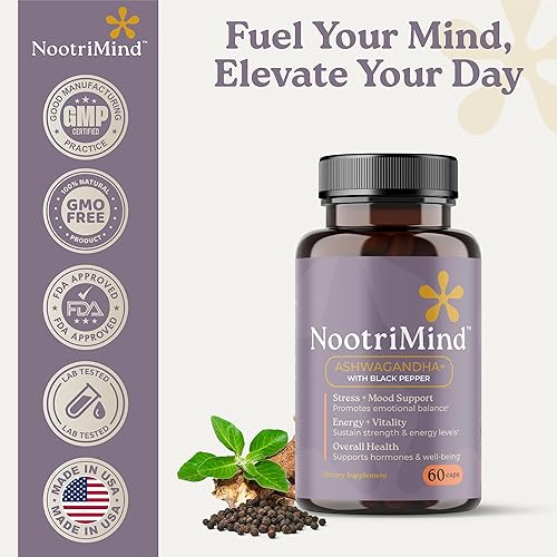 Miniatura 6 de Suplemento orgánico de Ashwagandha con pimienta negra para una mayor absorción, extracto de polvo de raíz puro para aliviar el estrés,