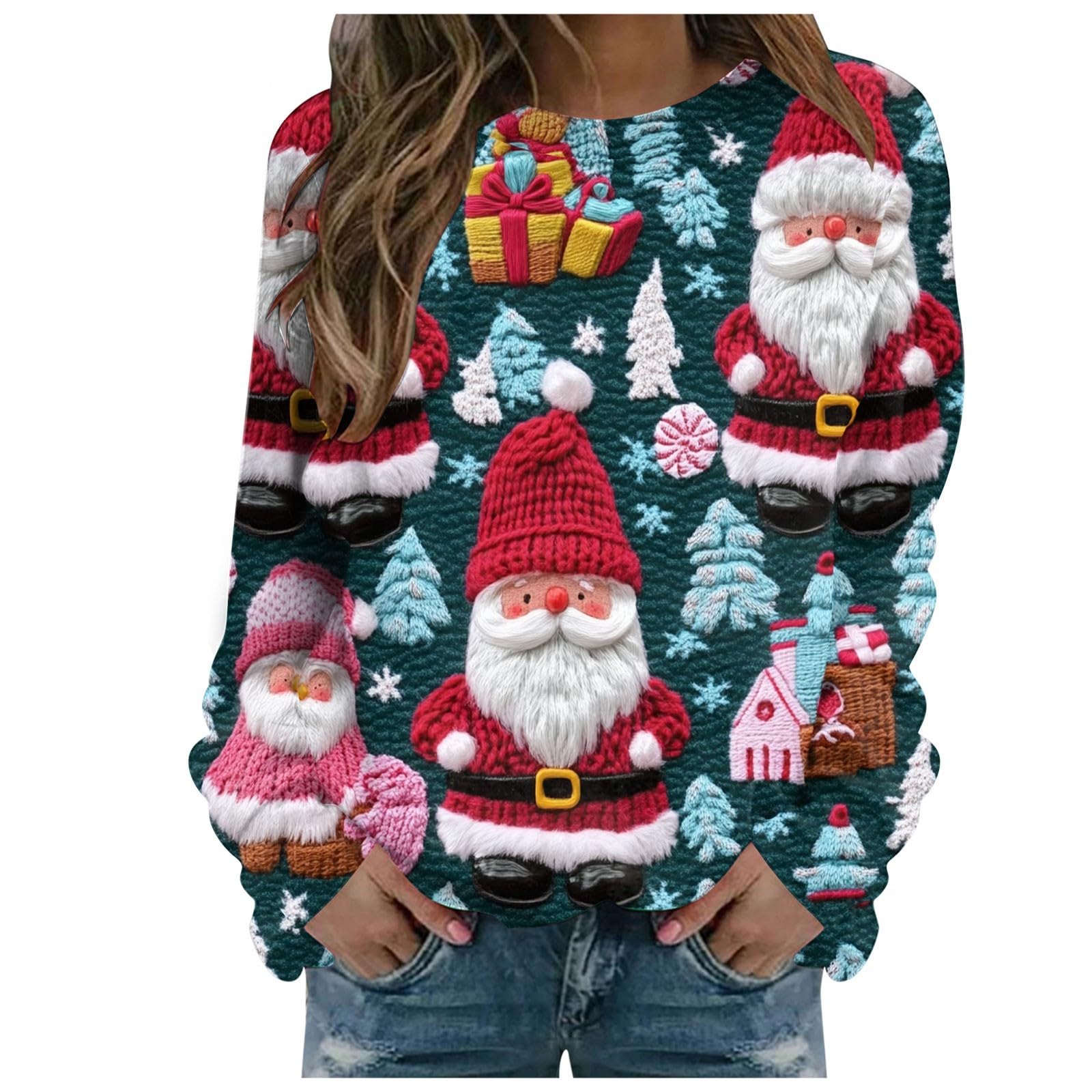Sweatshirt femme pull-over manches longues doux et chaud taille S - 6