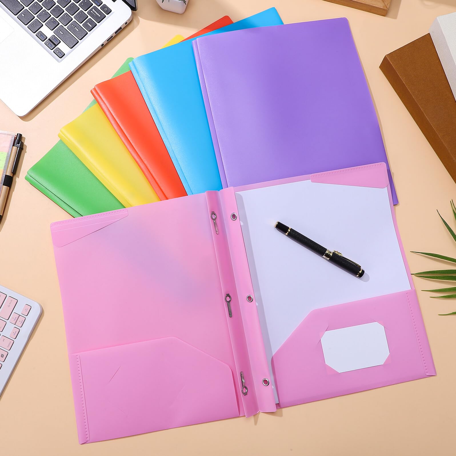 9 Stück Teiliges Kunststoff ordner mit Zwei Fächern Farbige Dokumentenmappe für Büro und Schule Kompakt Langlebig Praktische Organisationsmappe für Schreibtisch und Zuhause