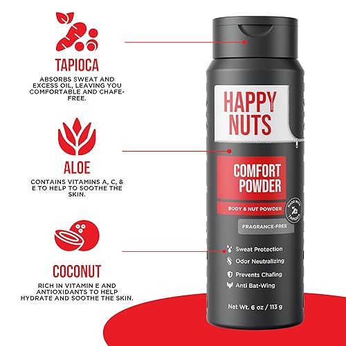 Miniatura 5 de HAPPY NUTS Desodorante en polvo Comfort para hombres defensa del sudor antirozaduras, control de olor, sin aluminio, regalo perfecto para relleno de