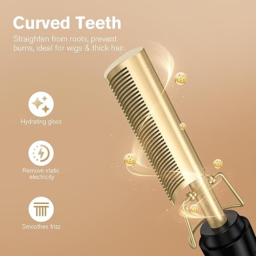 Miniatura 14 de Terviiix Peine caliente eléctrico para pelucas de encaje frontal, peines de presión para cabello de mujeres negras, peine alisador antiquemaduras