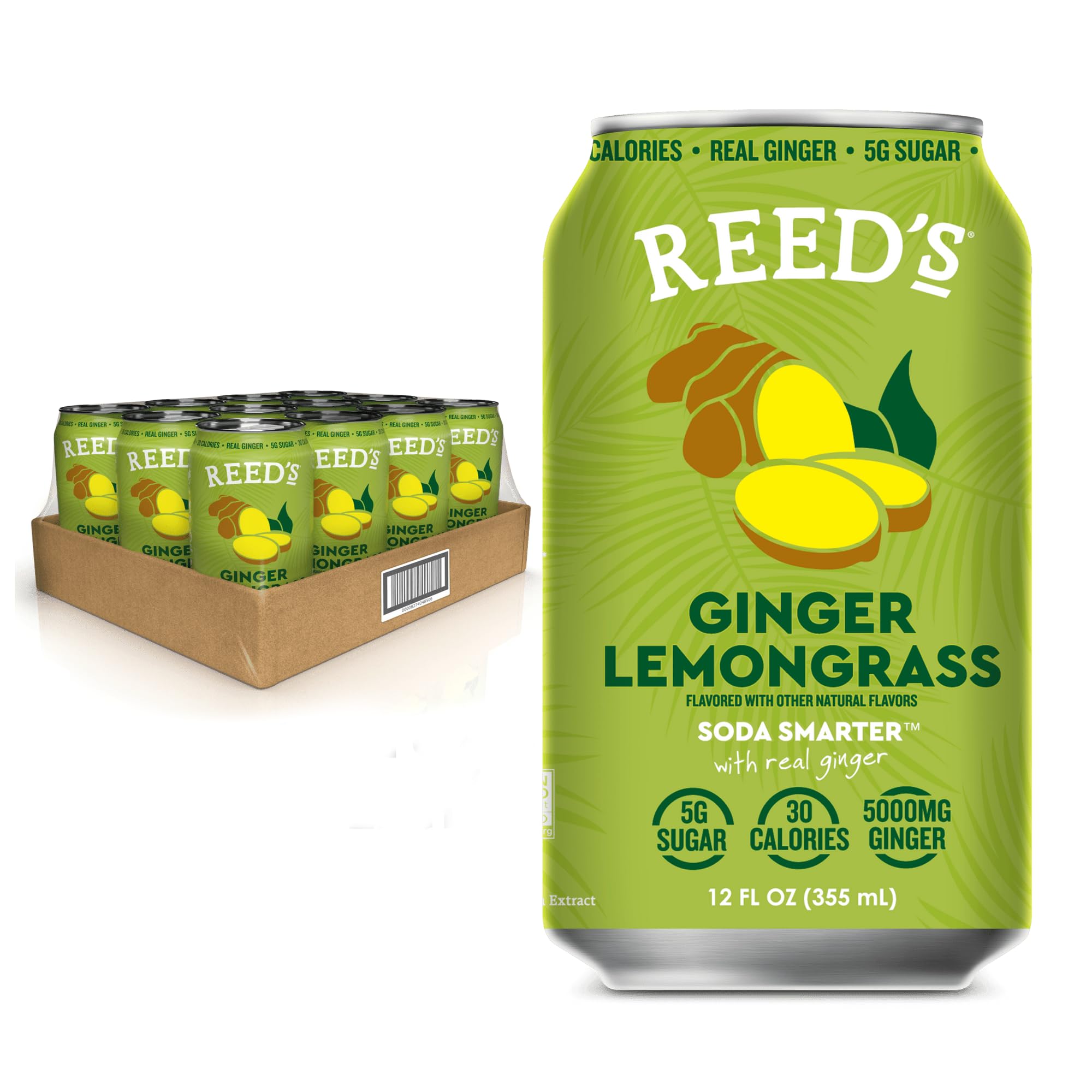 Amazon.com : Reed's Ginger Lemongrass Functional Soda - Organic