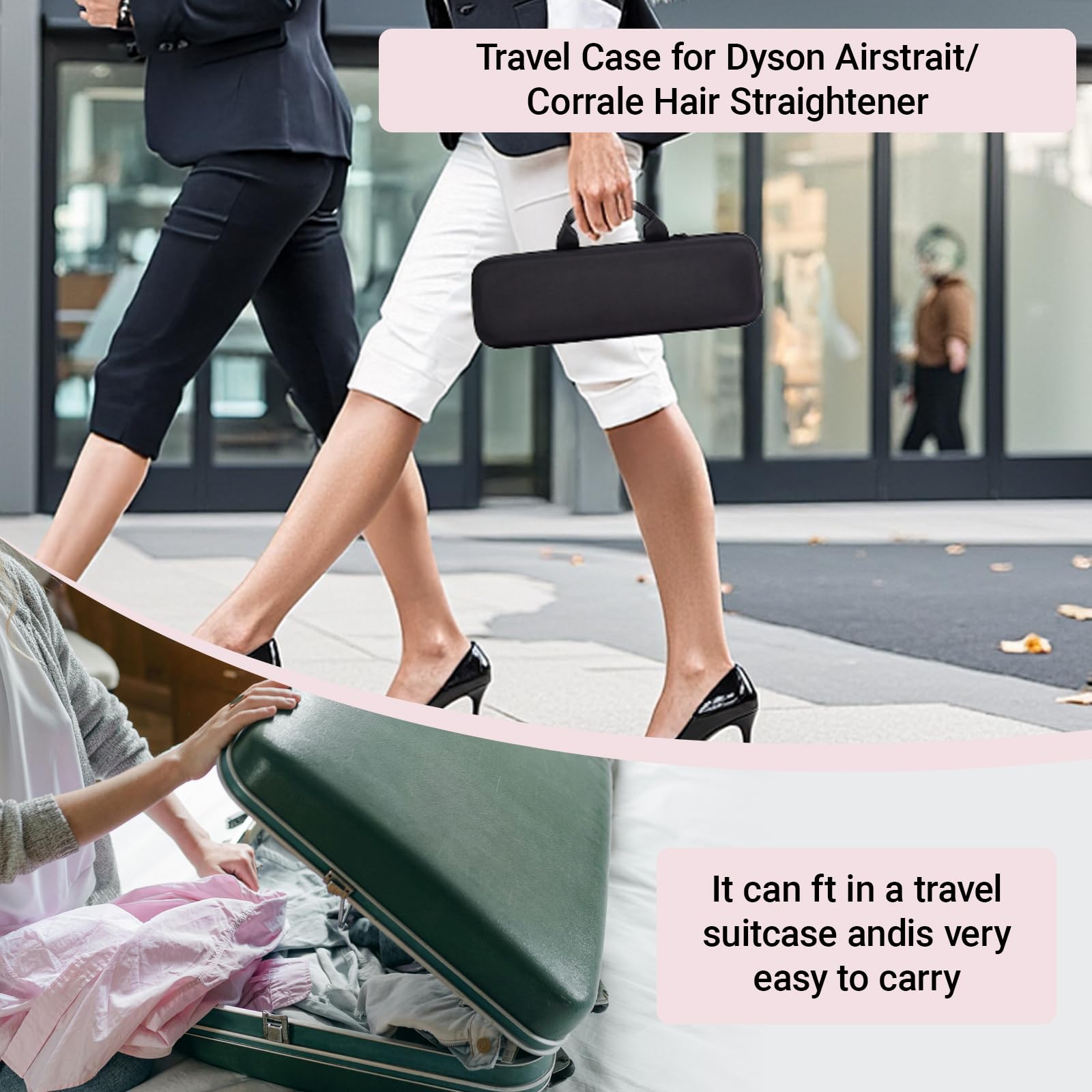 Bolsa de transporte para plancha de pelo Dyson Airstrait HT01, estuche rígido para plancha de pelo, impermeable, resistente a los arañazos y almacenamiento organizado para accesorios de potencia