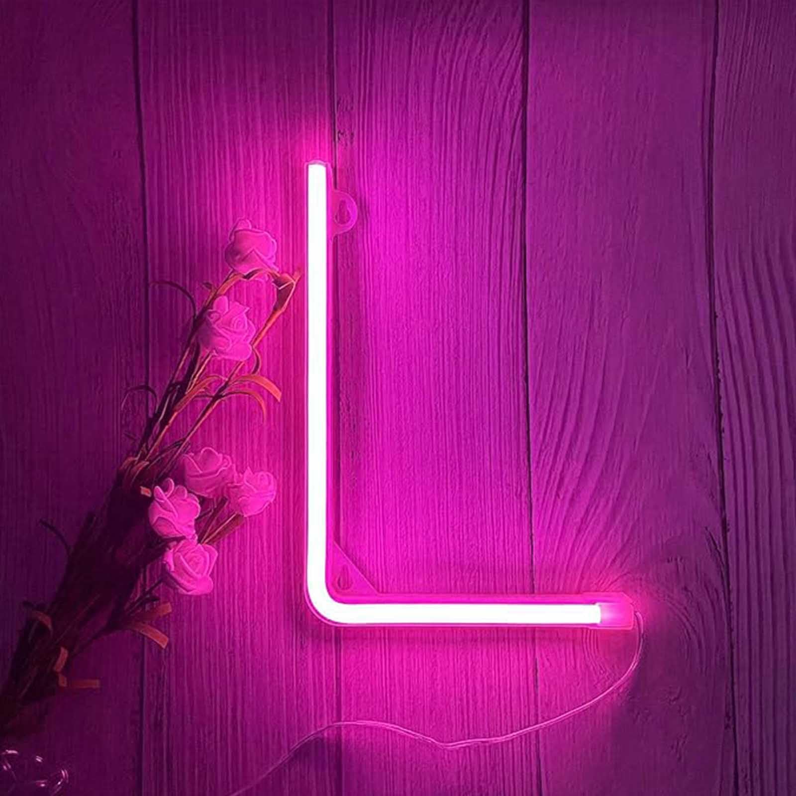 Custom Pink Neon Sign for Bedroom Wall Decor & Shop Cafe Battery/USB LED Neon Light Personalized Name Letters for Wedding Party Birthday Gift（Letters L) — image 1