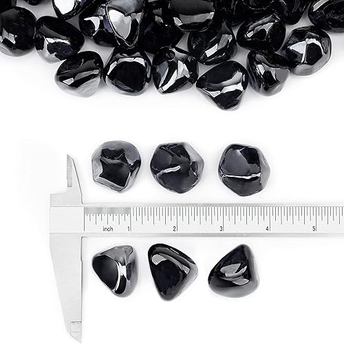 Miniatura 2 de Stanbroil Diamantes de cristal de fuego de 10 libras, vidrio de fuego de 12 pulgada para chimenea, hoguera y paisajismo, brillo negro ónix