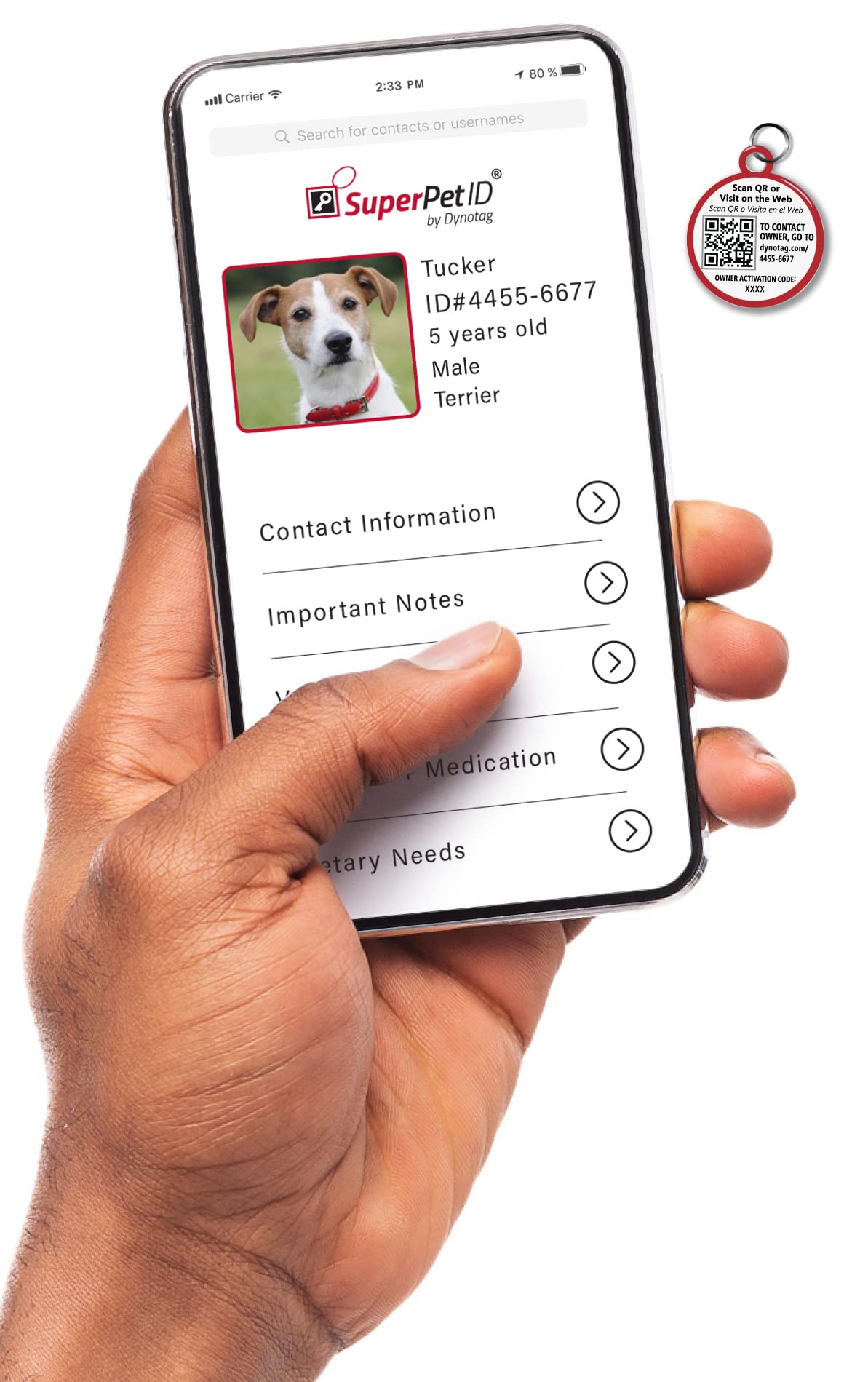 Dynotag® Médaille pour chien En métal Avec code QR Connexion Web/GPS