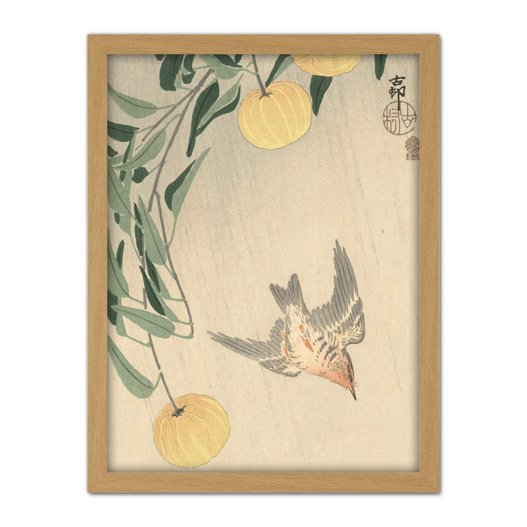 Artery8 Ohara Koson Cuckoo In The Rain Japanese Painting Artwork Framed Wall Art Print 18X24 Inch