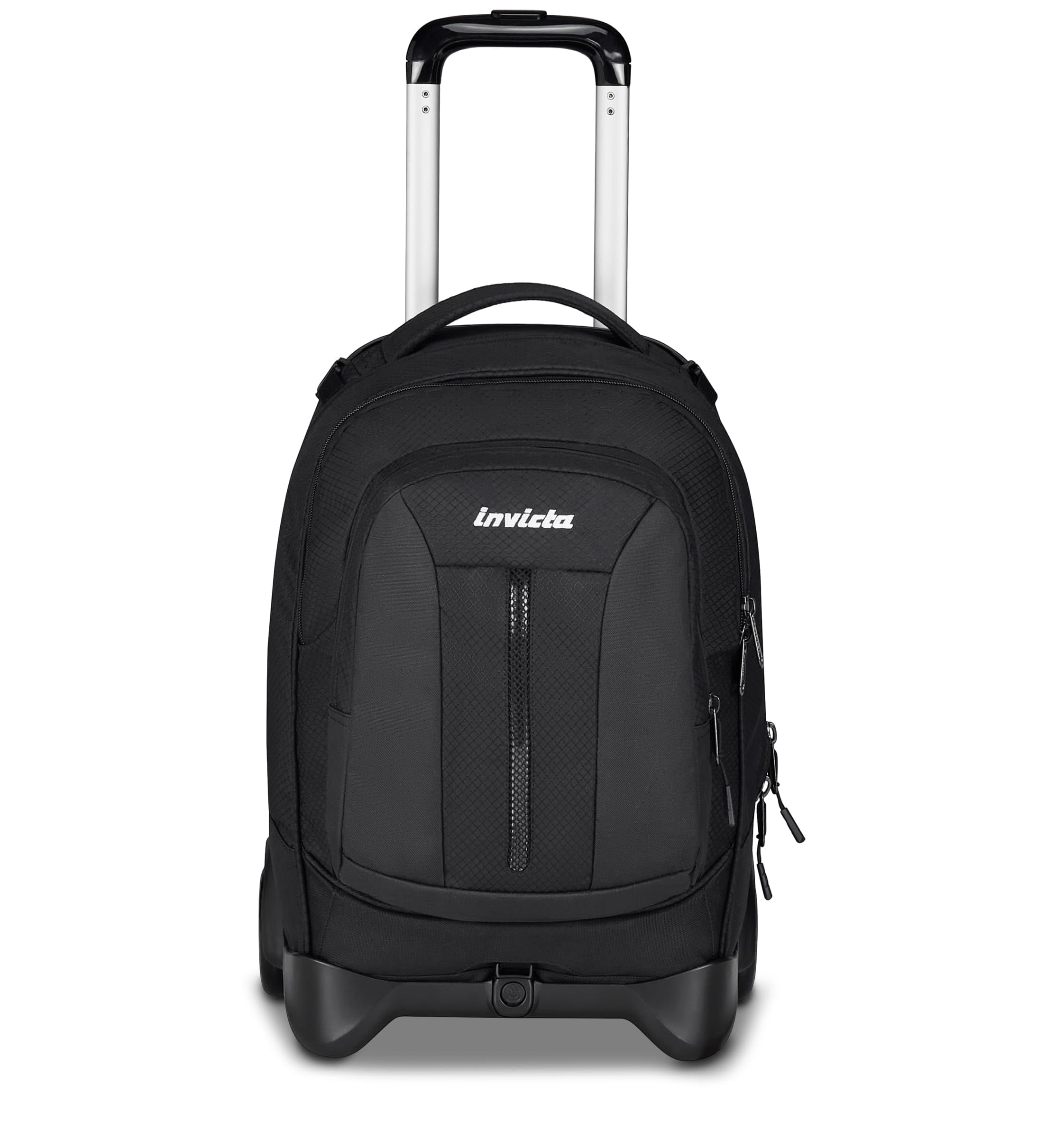 Invicta Trolley Scuola Plug Led, Nero, 3 in 1, Zaino Doppio Scomparto Con Carrello Sganciabile, Tasca Per PC, Tasca Per Borraccia, 34 lt, Scuola Media e Superiore, Viaggio, Zaino Ragazza e Ragazzo
