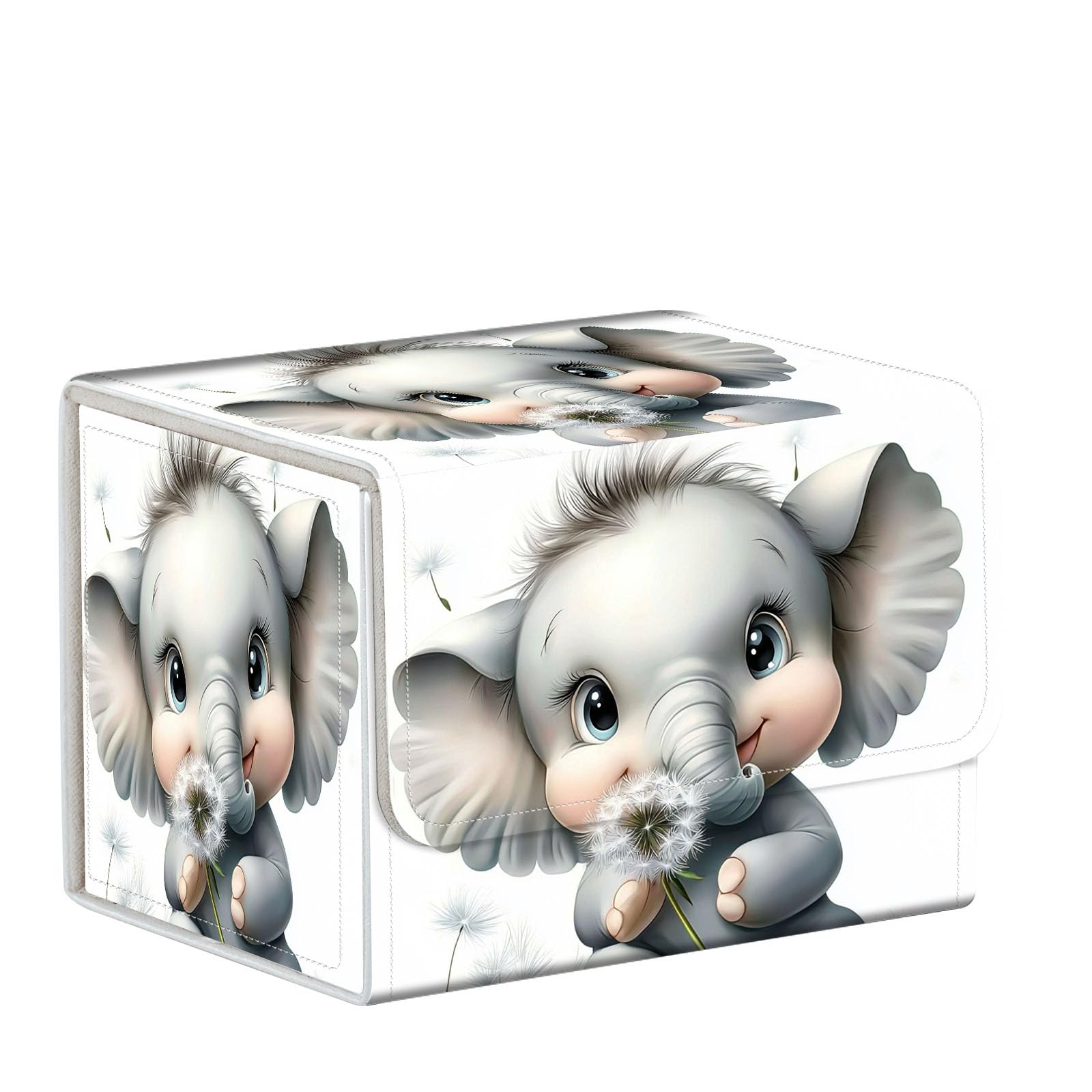 ETLKJVBL for MTG Card Storage Solution - for MTG Card Box and Commander Decks, High Capacity Anime Card Sleeves for Mtg Deck Box,Baby Elephant Holding a Dandelion