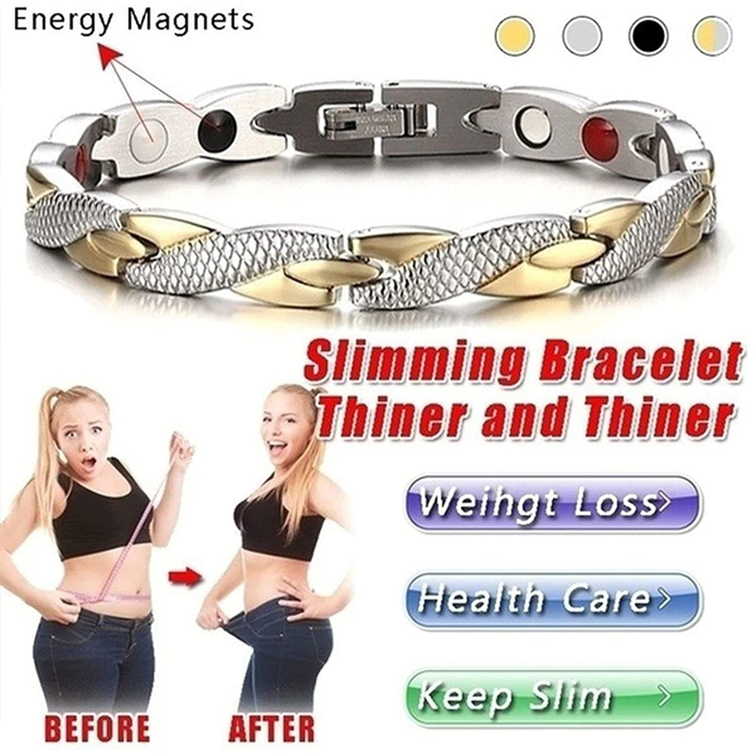 Bracciale Magnetico Dimagrante Detox Con Zirconi | Uomo E Donna, Lunghezza 16,5 Cm, Leggero, Anti-stress