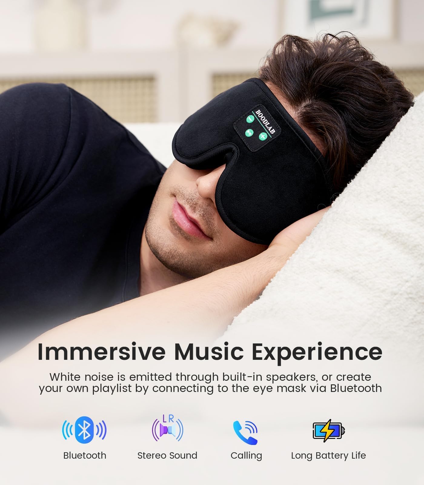 Bluetooth Sleep Mask, Sleep Mask with Bluetooth Headphones, Sleeping Headphones for Side Sleepers Travel Yoga, Cool Tech Gadgets Unique Gift for Valentine's Mother's Day Birthday Christmas