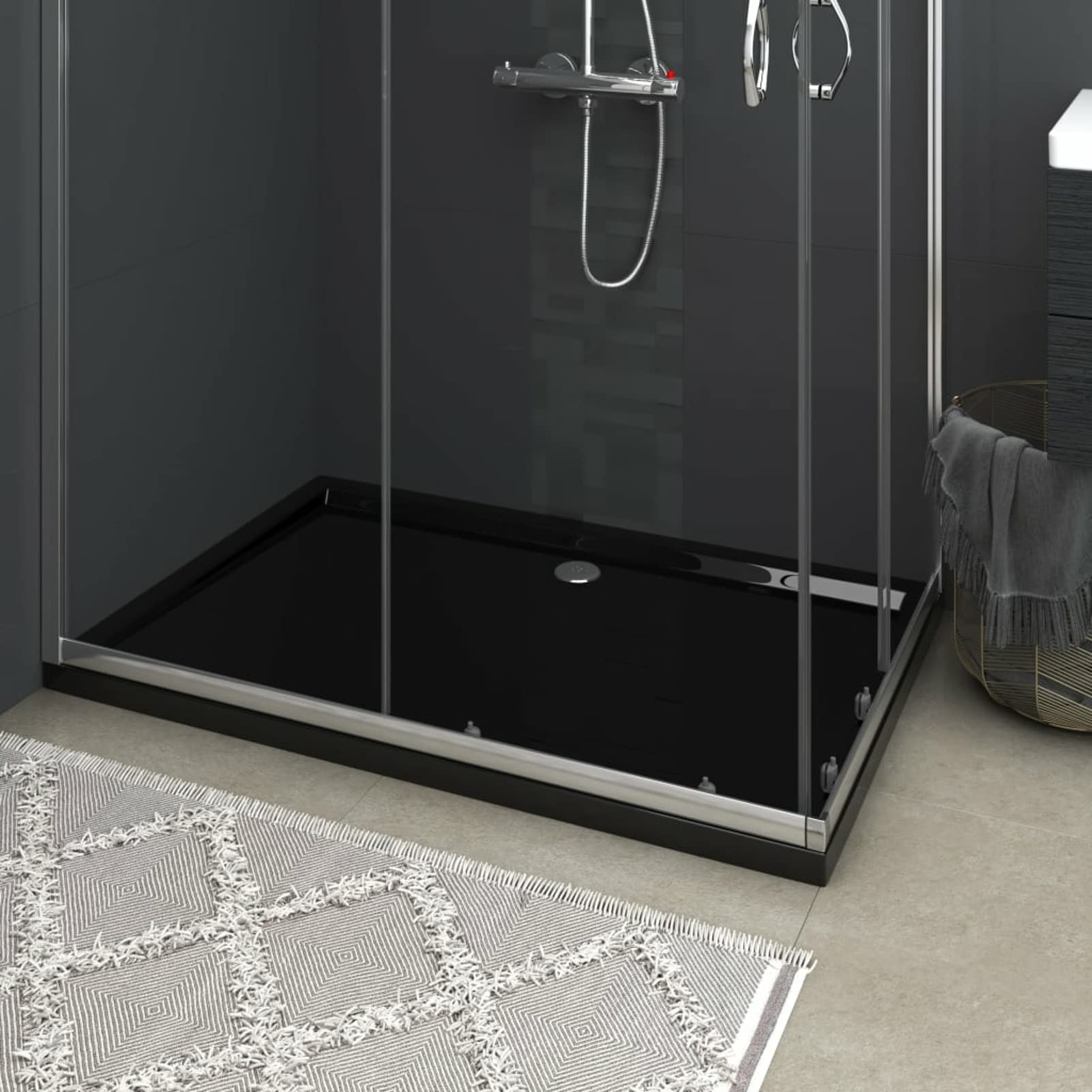 Plato de Ducha Rectangular Negro ABS 80x120 cm Mamparas De Ducha