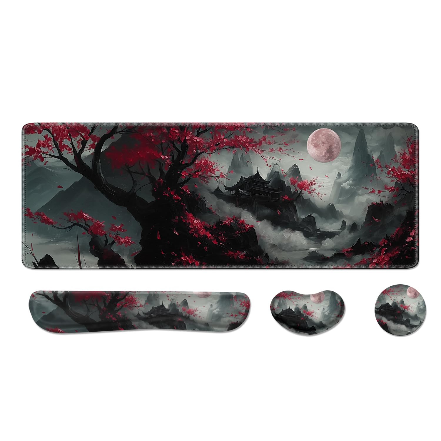 Desk Pad and Keyboard Wrist Rest Janpense Large Mouse Pad Keyboard Pad Mouse Wrist Support Non-Slip Desk Mat