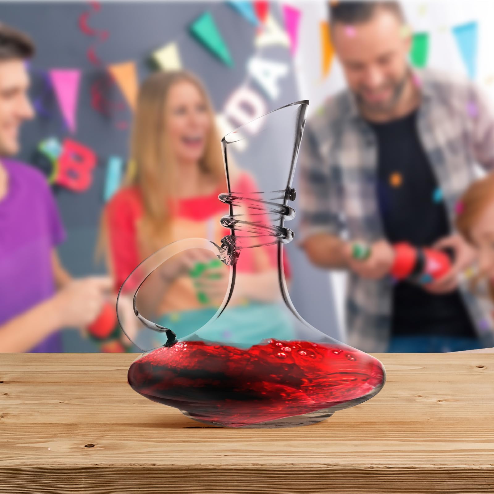 Artibetter Carafe à Vin en Verre 1600ml Fond Plat et Bec Verseur pour Décantation Rapide, Facile à Nettoyer, Amateurs de Vin