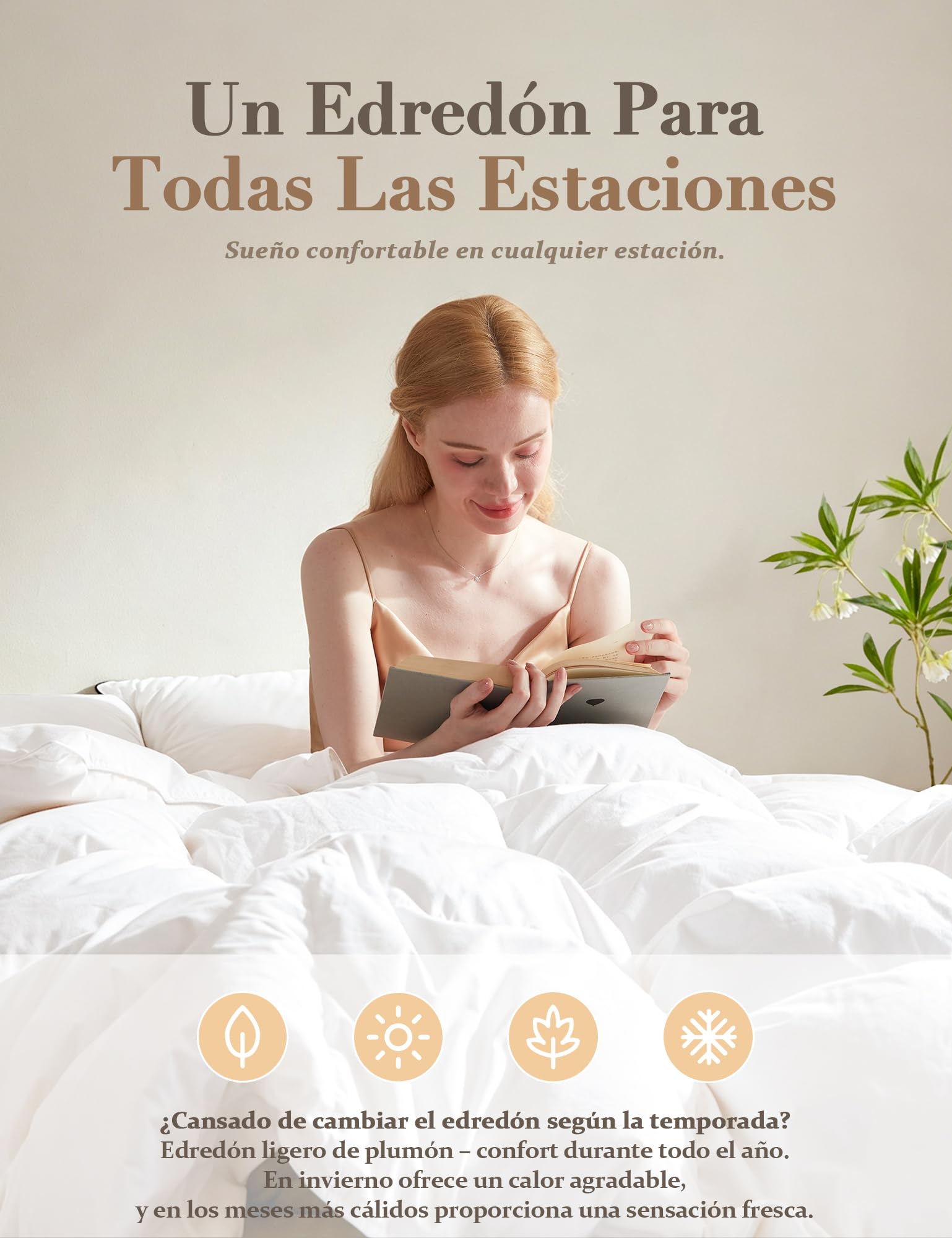 BPC Edredón Nórdico Cama 150/160, Edredón de Plumón 90% 4 Estaciones | Relleno de 330 g/m² | 100% Algodón Orgánico, Transpirable y Suave | Calidad Hotel | OEKO-TEX & RDS | 220x240 cm