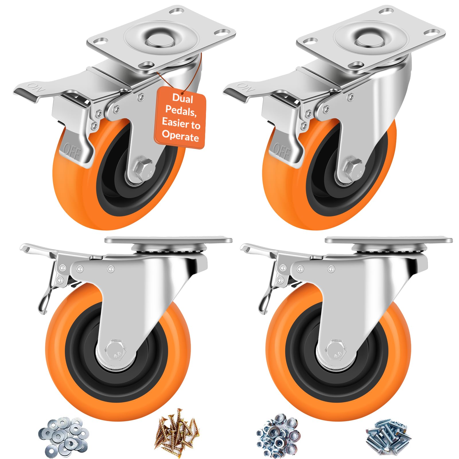 Heavy Duty Caster Wheels - 4" Swivel Casters -9