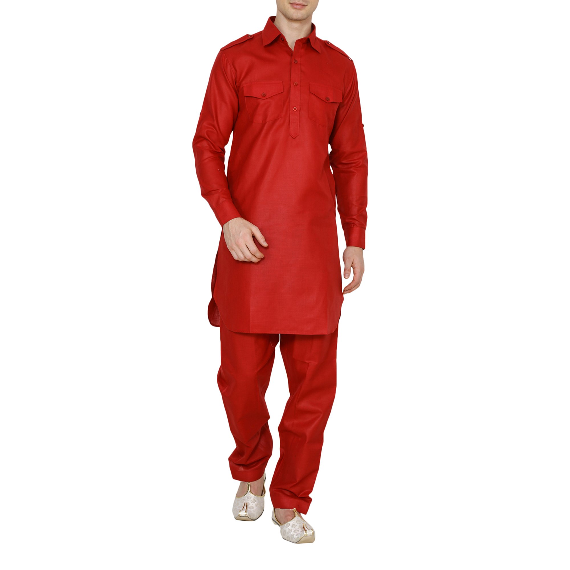Royal KurtaMen's Linen Pathani Suit Set