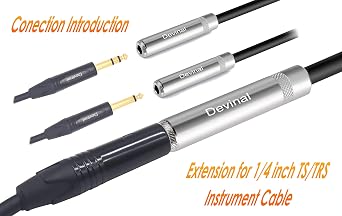XLR Male to 1/4 Female calbe, 3 Pin Male to 6.35mm Socket Audio Cord, XLR Plug to TS/TRS Quarter inch Adapter Connector Converter Metal Construction 1 feet (30 cm)
