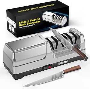 Knife Sharpener Electric for Kitchen– Professional 3-Stage 100% Diamond Sharpening System with 20° Precision Angle, Fast Blade Restoration, Polishing, Repair & Edge Refining & Outdoor Knives