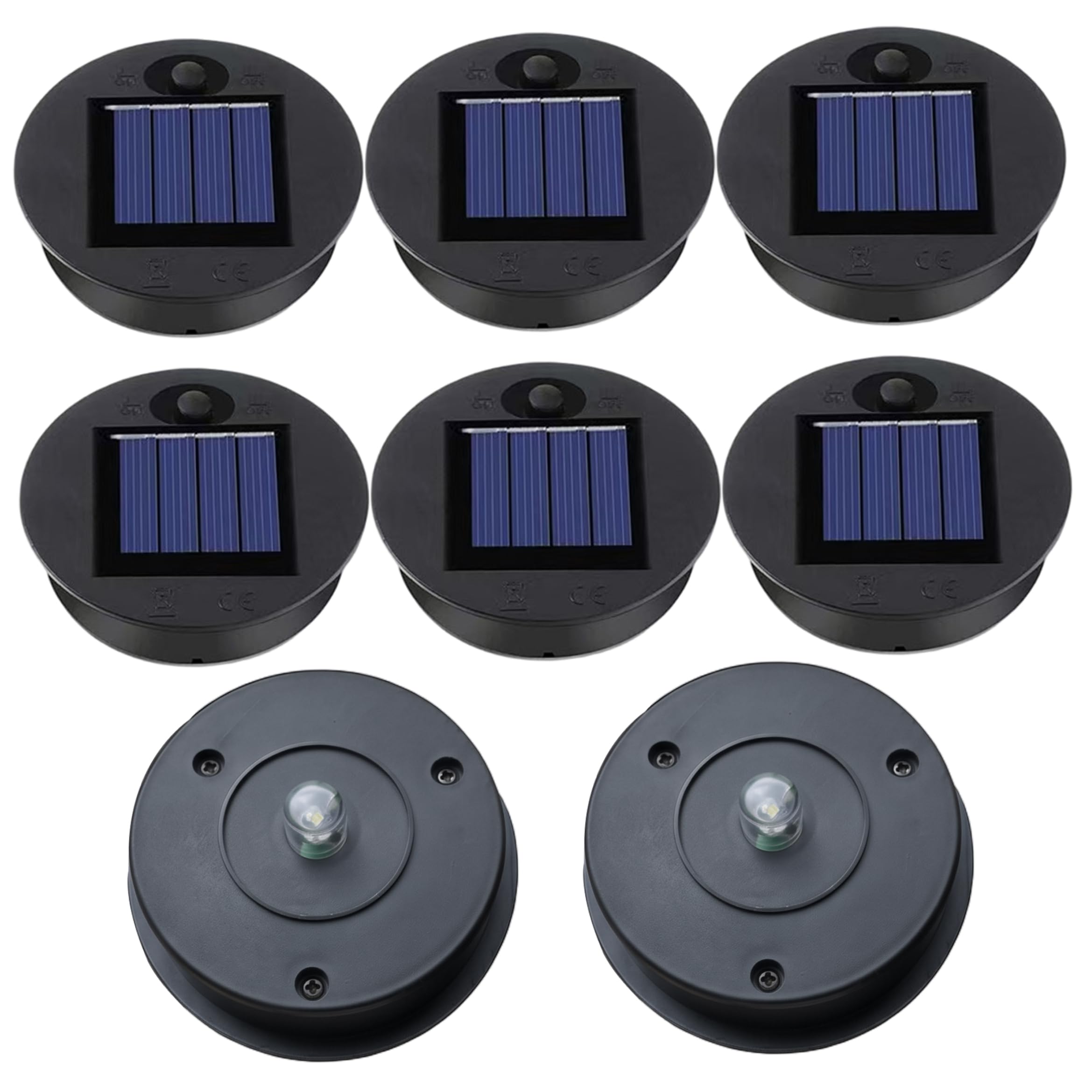 8 Pcs 2.76 Inch 7cm Solar Light Replacement Top Dual Mode Lantern Parts with Built-in Battery
