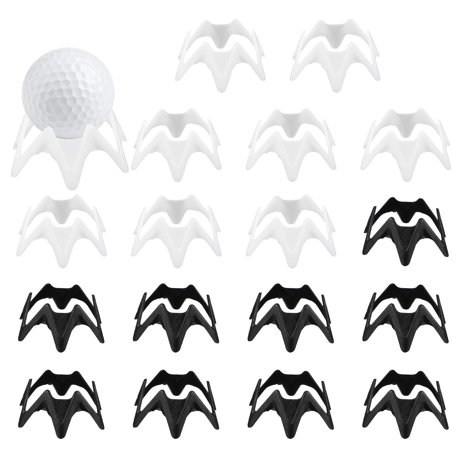 YELARXI Golf Simulator Tees, 0.6 Inch &18Pcs & Black/White Indoor Golf Tees Simulator Practice Training -Fitting for (Winter Turf Range Hitting)