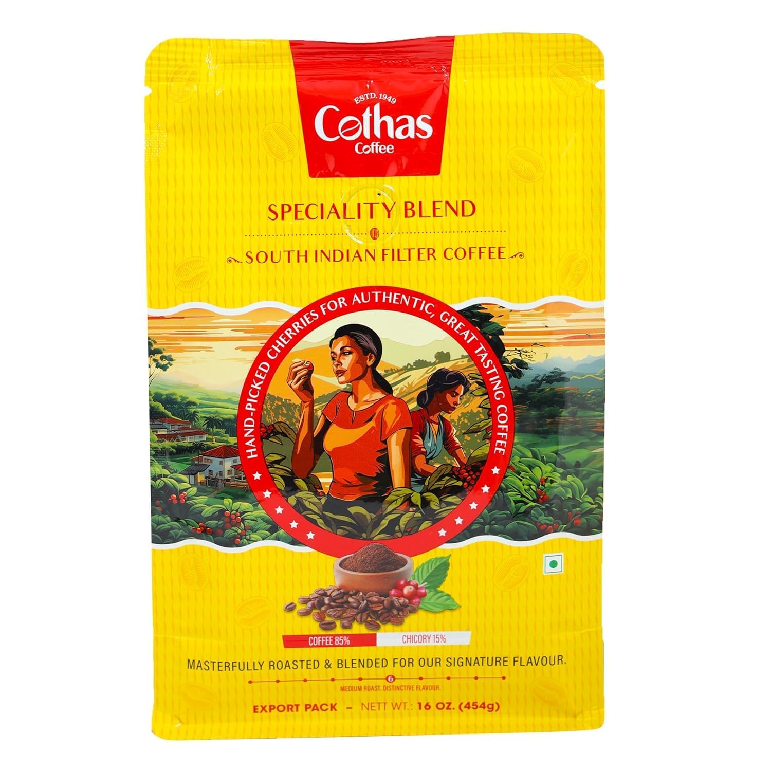 Sponsored Ad - Cothas Traditional South Indian Speciality Blend Filter Coffee Powder - Pack Of 2, 454g [ Coffee 85% & Chicory 15% ]