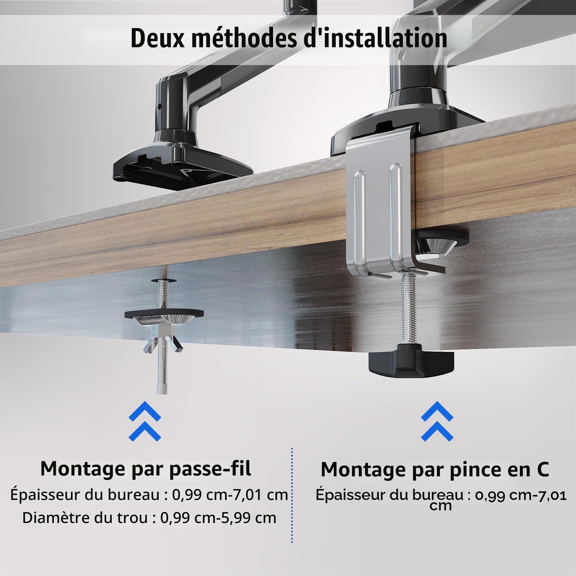 BONTEC Bras Articulé à Ressort à Gaz pour Moniteur 13-32 Pouces, Capacité 3-9kg, Rotation 360°, VESA 75/100mm