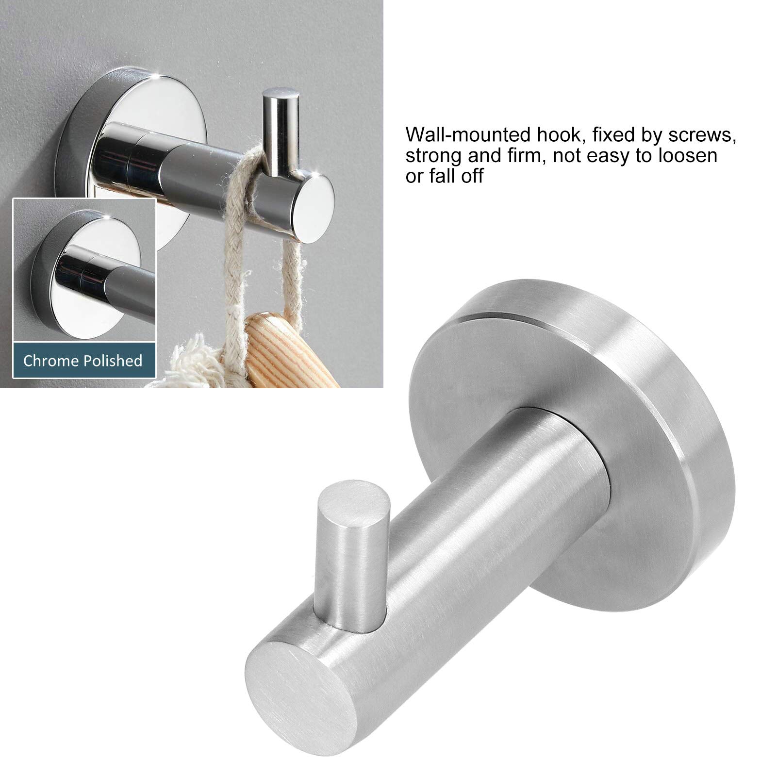 Ganchos Gancho de acero inoxidable Ganchos para toallas de baño Albornoz Fácil de instalar Sin bordes afilados Adecuado para diferentes lugares como cocinas, baños, dormitorios,