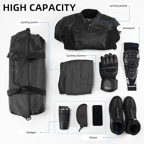 Miniatura 2 de ROCKBROS Bolsa de lona impermeable de 20-60L para motocicleta, bolsa de lona seca para motociclismo, barco, kayak, camping, pesca, aventura al aire