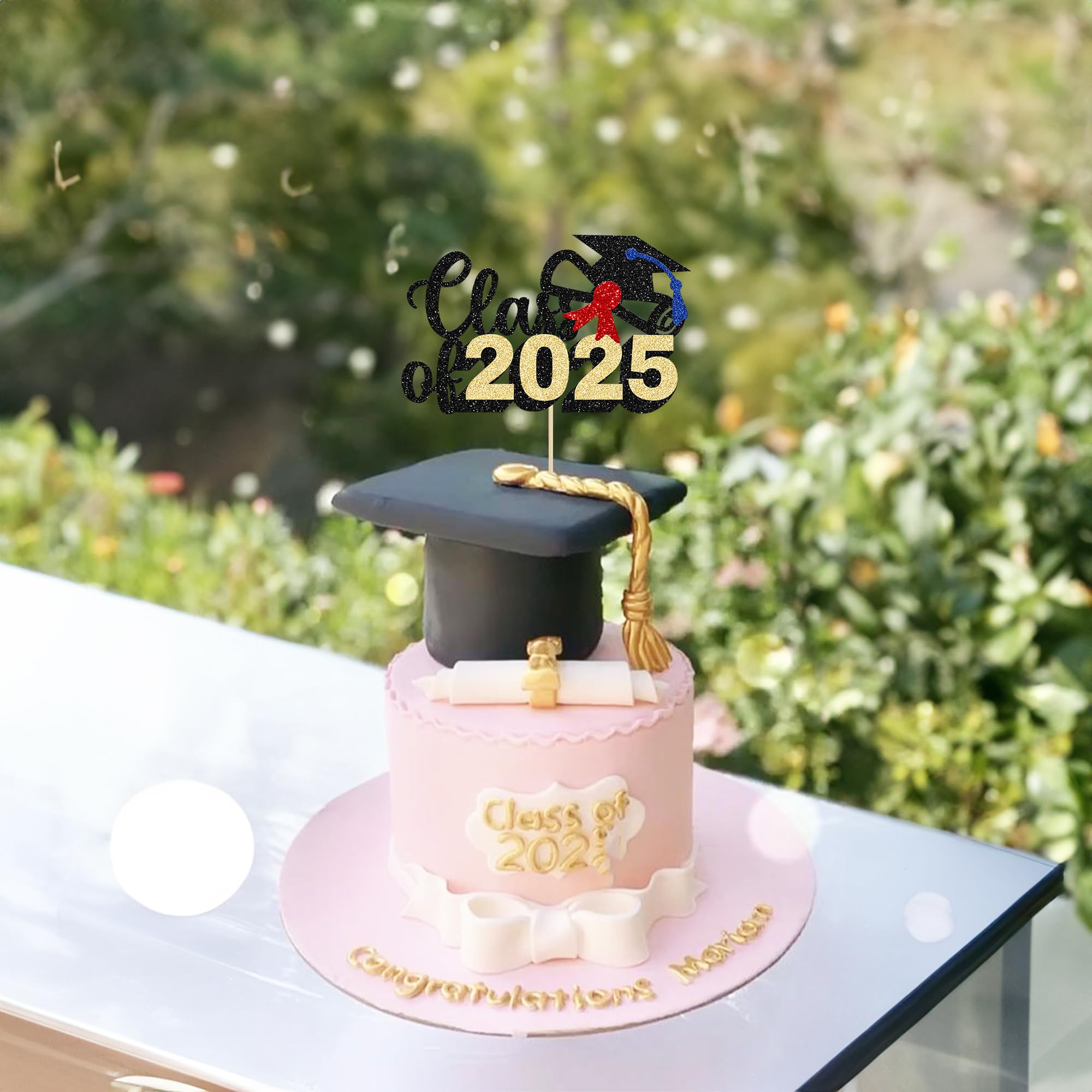 Topper Para Pastel Graduación Decoración Para Tarta De Graduación 2025 -  Con Purpurina, Color Negro Y Verde Decoración No Comestible Para Tartas, image size:2000x2000
