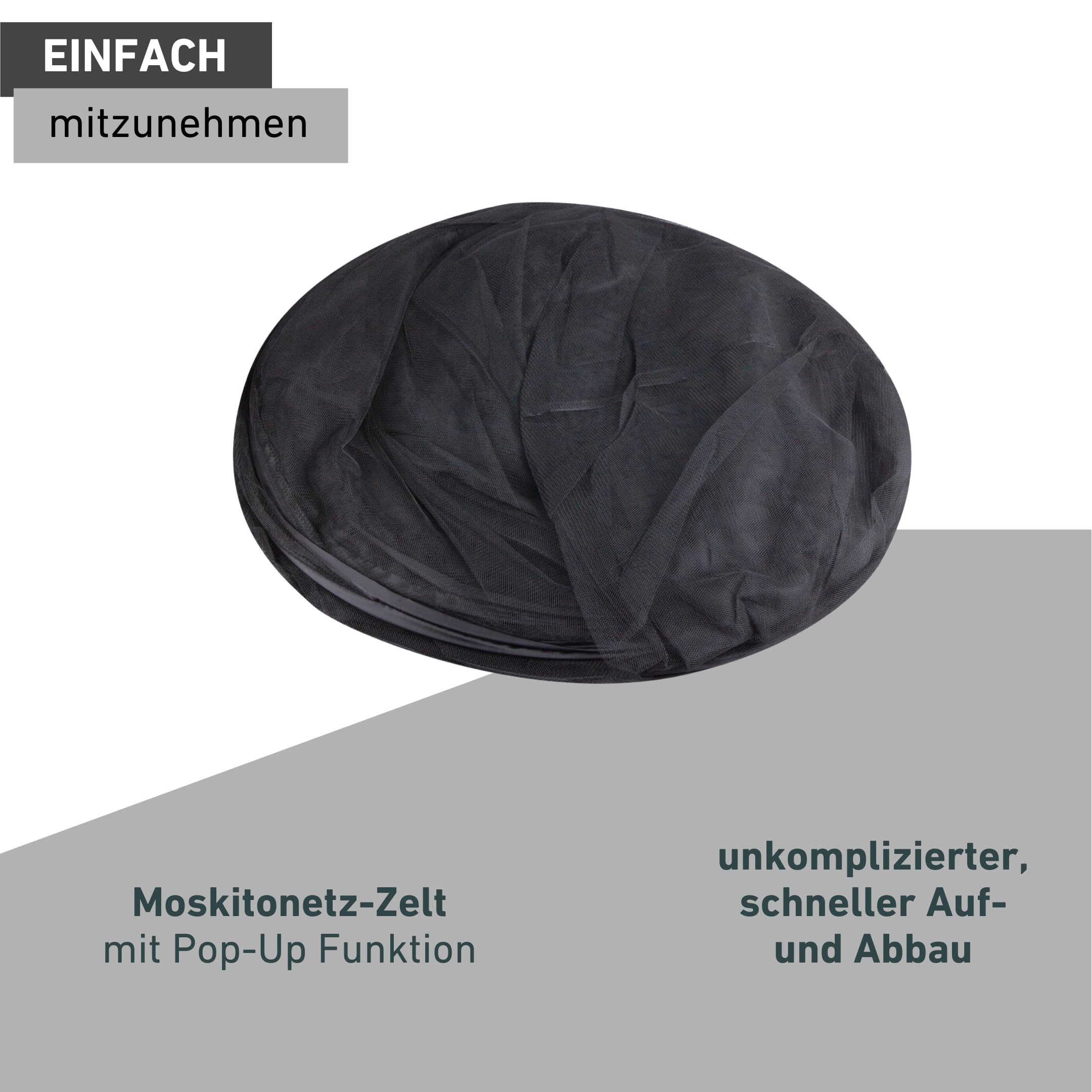 Windhager POP-UP Moskitonetz Zelt, großes Mückennetz für Doppelbett, Camping Netz, Insektenschutz, Mückenschutz, Bettnetz, Fliegennetz Zelt, 160 x 200cm, anthrazit, 03275